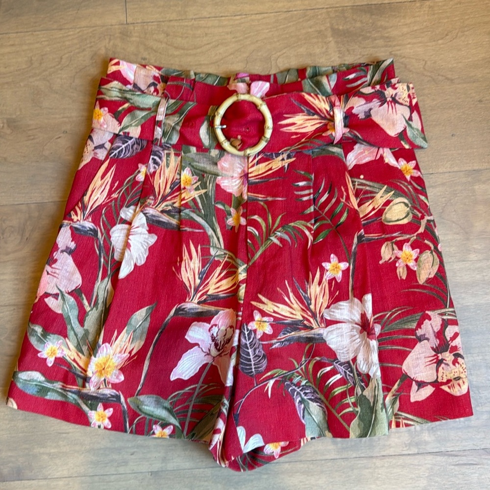 Antonio Melani linen belted pleated  high trouser shorts NWOT